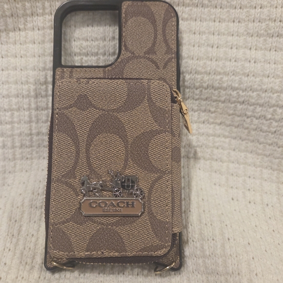 Coach Other - Coach Signature Brown IPhone Case with Gold Zipper